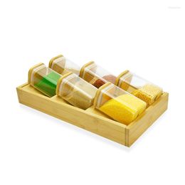 Storage Bottles Glass Spice Jar Set Fresh-keeping Sealed With Lid Food Candy Tea Coffee Jars Bamboo Rack Kitchen Tools