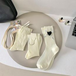 Women Socks Fashion Day Department Sweet College Style White Comfortable Tide Build Chain Love Binding Jk Medium Tube Female