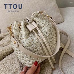 Shoulder Bags Bags Brand High Quality Designer Bucket Bag Wool Handbags Beading Lady Purses Clutches Messenger Chain Small Totes