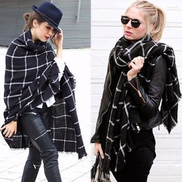 Scarves Lady Women Blanket Black White Plaid Cozy Checked Tartan Scarf Wraps Shawl