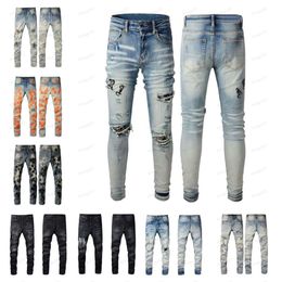 Amirs Mens Womens Designers Jeans Distressed Ripped Biker Slim Straight Denim For Men s Print Army Fashion Mans Skinny Pants M 8581