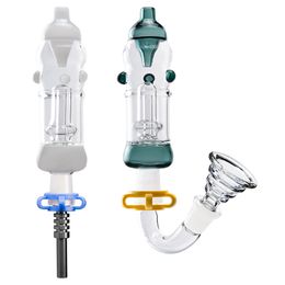 Headshop214 CSYC NC043 Glass Bong Smoking Pipe 14mm Banger Adaptor Glass Bowl Quartz Ceramic Nail Clip OD 32mm Birdcage Perc Colourful Dab Rig Bubbler Pipes Bongs