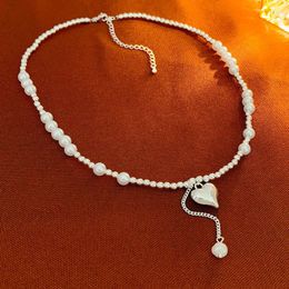 Pendant Necklaces Pearl Geometric Heart Shape Choker Necklace South Korea All-Match Clavicle Women