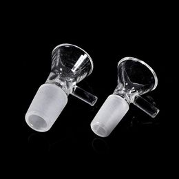 Wholesale Transparent Glass Smoking 14MM 18MM Male Joint Dry Herb Tobacco Filter Funnel AntiSlip Handle Bowl Oil Rigs Waterpipe Bong Down Stem Cigarette Holder