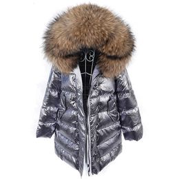 Women's Down Parkas Maomaokong 2023 Natural Real Raccoon Fur Collar Coat Hooded Winter Warm Women Jacket Fashion Long Brand Luxury 231124