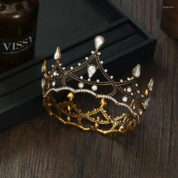 Hair Clips Crystal Rhinestone Round Crown Baroque Vintage Tiara And Women Tiaras Wedding Accessories Bridal Jewellery