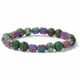 Charm Bracelets Natural Stone African Turquoises Beads Bracelet Colourful Electroplated Lava Men Energy Yoga Meditation Jewellery