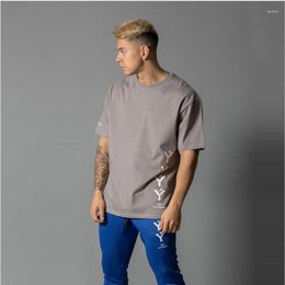 Men's T Shirts 2023 Summer Mens Shirt Fitness Bodybuilding Letter Printed Male Short Cotton Clothing Brand Tee Tops