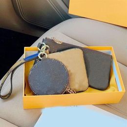 Clutch Bag Designer Handbags Coin Purses Old Flower Kirigami Three Piece Set Wallets Card Holder Purses Fashion Women Storage Bag2494