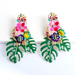 Stud Boho Colourful Earrings Flower Resin Wholesale Green Crystal Dangle Jewellery Cute Statement Pendant Earring For Women 2023 231127