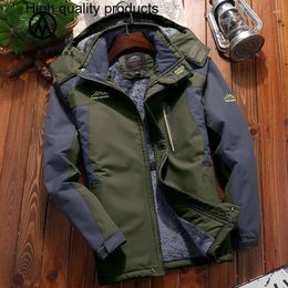 Men's Jackets Winter Thick Warm Outdoor Hiking Fleece Men Casual Windproof Waterproof Hooded Coat Plus Size 8XL 9XL Clothes Raincoat