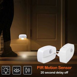 Night Lights Motion Sensor Night Light EU Plug In Motion Detector 220V Socket Lamp LED Battery Powered for Bedside Closet Aisle Hallway Stair YQ231127