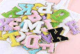 AZ Felting Sticker Large Pink Towel English letter Patches for Clothes Embroidery Appliques Clothing name Diy Craft Accessories8865145