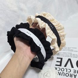 Korean New Wrinkle Wide Edge Headband Vintage Black Luxury Gift Headwear Romantic Women Family Gift Hair Band for Girls Fashion Versatile Face Wash Makeup Headband