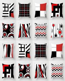 CushionDecorative Pillow Modern Minimalist Case Red And Black Abstract Geometric Cover Home Decor Sofa Cushion 45x45cm Square Car7868659