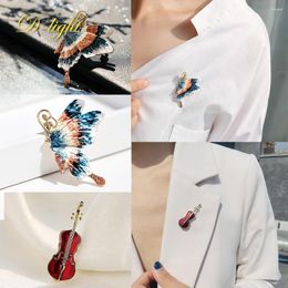 Brooches Vintage Enamel Colorful Butterfly Brooch Alloy Violin Corsage Ladies Suit Shirt Pin Jewelry Banquet Party Dress Accessories Gift