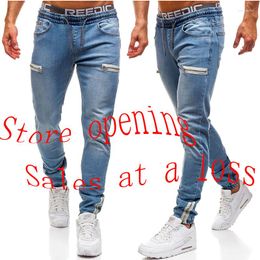 Men's Jeans Pants Brand Business Casual Stretch Loose Light Blue Black Trousers Spring And Autumn Models