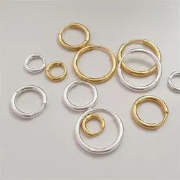 Hoop Earrings 18K Gold 15MM 20MM Authentic 925 Sterling Silver Lucky Circle Geometric Pierced Ear-Bone Huggie Jewellery C-C1165
