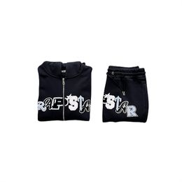 Uk Designer Trapstar Tracksuit Men Widcard Zip-black /monochrome 1 Top Quality Embroidered Women Hoodie Jogger Pants c9