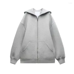 Women's Hoodies Autumn Fashion Loose Hooded Sweater Zipper Cardigan Long Coat Trendy Clothes For Women Korean Style Low Price