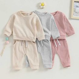 Clothing Sets Autumn Baby Boy Girl Clothes Set Newborn Infant Waffle Fall Outfits Long Sleeve Solid Colour Casual Sweatshirt Pant Clothing