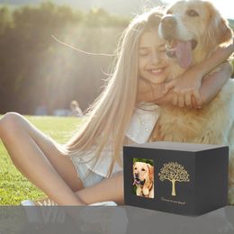 Urns Wooden Pet Urn Box Dog Cat Cremation Urn Peaceful Memorial Photo Frame Keep Box For Home Storage Holder