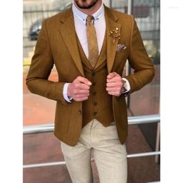 Men's Suits Latest Design Men For Wedding 3 Pieces Notched Lapel Slim Fit Formal Business Groom Wear Blazer Vest Pant Costum Homme