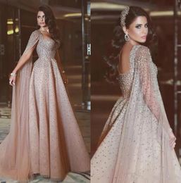 2024 Luxury Champagne Prom Evening Dress With Cap Sleeves Sweetheart Pearl Beaded Rhinestone A Line Formal Birthday Party Gown Saudi Arabia Robe De Soiree