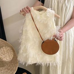 Girl Dresses Korean Childrens Wear 2023 Summer Girls Fashionable Style Skirt Little Fairy High Grade Dress Knee-Length