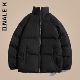 Leather D.Nale K Winter Jacket Solid Color Parka Streetwear Stand Collar Warm Women's Fashion Casual Winter For Woman