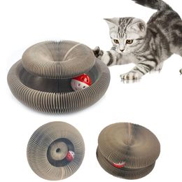 Toys Magic Organ Cat Scratch Board Paper Cat Toy with Bell Cat Grinding Claw Play Game Cats Climbing Frame Round Corrugated Toys