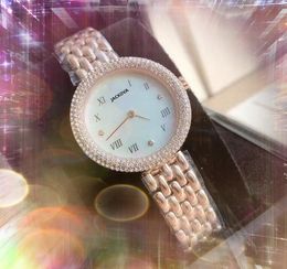 Womens Quartz Battery Super Bright Watches Full Diamonds Ring stainless steel highend switzerland small square roman digital number dial Wristwatch Gifts