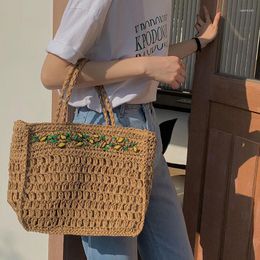 Evening Bags Casual Lemon Straw Women Handbags Paper Woven Large Tote Bag Handmade Summer Beach Crossbody Bali Big Shopper Purses 2023