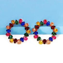 Dangle Earrings Round Garland Colorful Crystal High Quality Rhinestone Drop Jewelry Statement Gift
