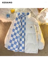 Women's Trench Coats Winter Women Plaid Padded Jacket Double-sided Checkerboard Loose Oversize Cotton-padded 2023 Harajuku Thickened Warm