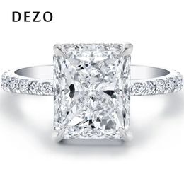 Wedding Rings DEZO Solitaire Engagement Rings 4ct Radiant Cut D Color Solid 925 Sterling Silver Women Wedding Jewelry Gifts 231124