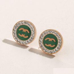Stud Fashion Designer Brand Letter Charm Earring Geometric Round Candy Colour 18K Gold Plating High Quality Ear Loop Jewellery Accessorie Dhd95