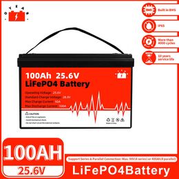 24V 100Ah LiFePo4 Battery Rechargeable Lithium Iron Phosphate Battery Built-in BMS for Solar Power System House Trolling Motor