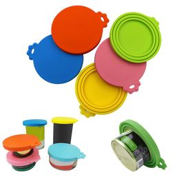 Feeding 100pcs 6 Colours Silicone Pet Food Sealed Cans Lids Sealed Food Can Cover Storage Lids Universal Size Fit 3 Standard Size W0056