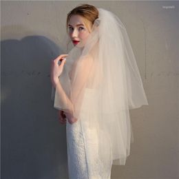 Bridal Veils NUZK Short Wedding Elbow Arrival White Ivory Headwear Veil Boda Welon Veu De Noiva Vail Voille Mariage