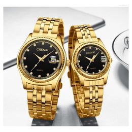 Wristwatches High Quality Mens Watches Top Gold Steel Band Chronograph Quartz Elegant Wrist Watch