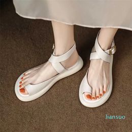 Sandals Hollow Sandals For Women Concise Leather Flat Platforms Shoes Woman Summer Leisure Women's sandals