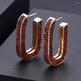 Dangle Earrings AccKing Famous Geometric Charms Hoop Earring For Women Wedding Party Cubic Zircon Accessories High Jewellery Addiction