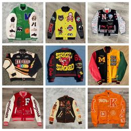 New Mens Jacket Designer Baseball Varsity Puffer Jackets Letter Ing Embroidery Autumn And Winter Loose Causal Outwear Coats Leather Duck