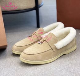 Dress Shoes Winter Women Flat loafers black Suede leather Tassel men's Boots Summer Walk Moccasins Natural Fur Slip On Causal 231127