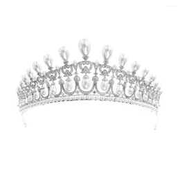 Hair Clips Classic CZ Cubic Zirconia Dangle Pearl Wedding Bridal Tiara Diadem Crown Women Party Jewellery Accessories CH10090