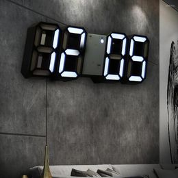 Wall Clocks Modern Design 3D Large Clock LED Digital USB Electronic On The Luminous Alarm Table Desktop Home Decor