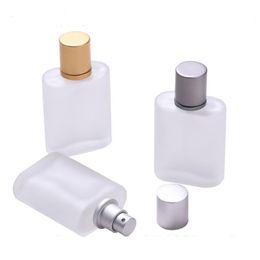 30 50ml Frosted Clear Glass Spray Perfume Bottle Glass Flat Square Atomizer Sprayer Refillable Bottles Empty Hagpr