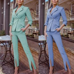 Women's Two Piece Pants Europe And America 2023 Spring Women's Temperament Niche Slim Waist Professional Small Suit Women Blazer Office
