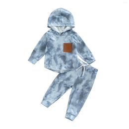 Clothing Sets 1-5Years Kids Baby 2Pcs Fall Outfits Long Sleeve Tie-dye Print Hoodie And Elastic Waist Pants Set